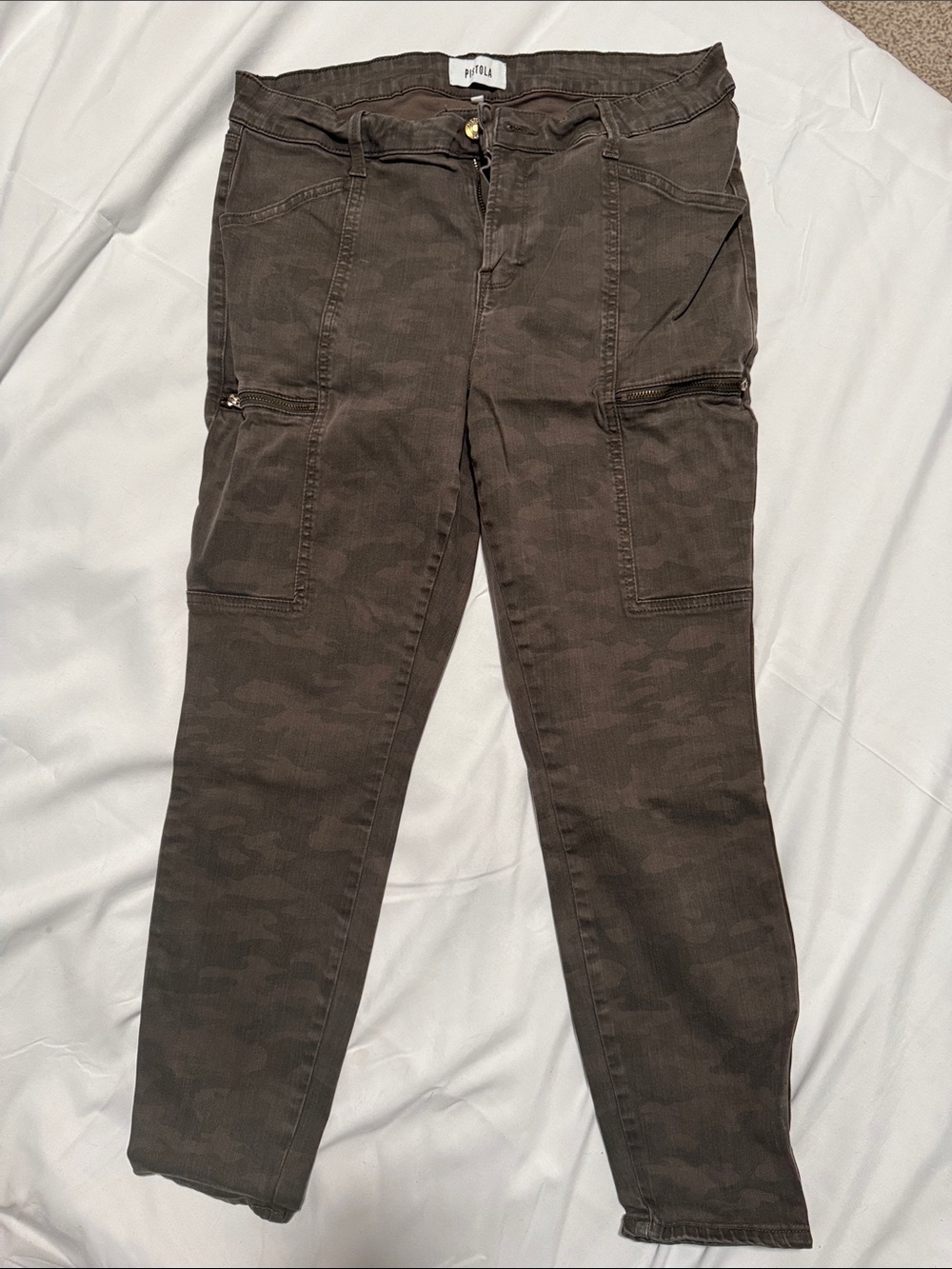 pistola Hannah Olive Camo Skinny Cargo Jeans Size 30
